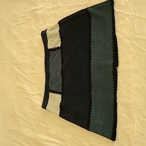 Suede patchwork mini skirt